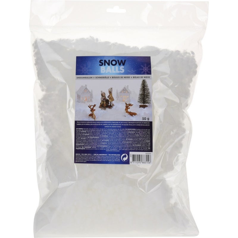 Koopman رقائق الثلج من كوبمان - 50 جرام ثلج صناعي لعيد الميلاد، حرف عطلة الشتاء، ديكور منزلي موسمي، طاولة وحفلات