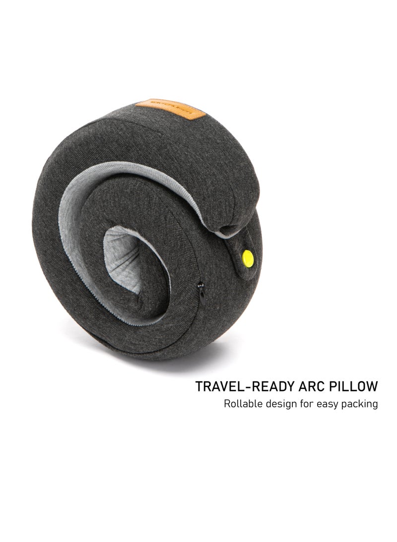 TOM CRUISER Roll-Up Memory Foam Travel Neck Pillow, Compact U-Shaped Cervical Support Pillow with Snap Closure, Breathable Knit Cover & Removable Washable Shell, Dark Grey - Image 4