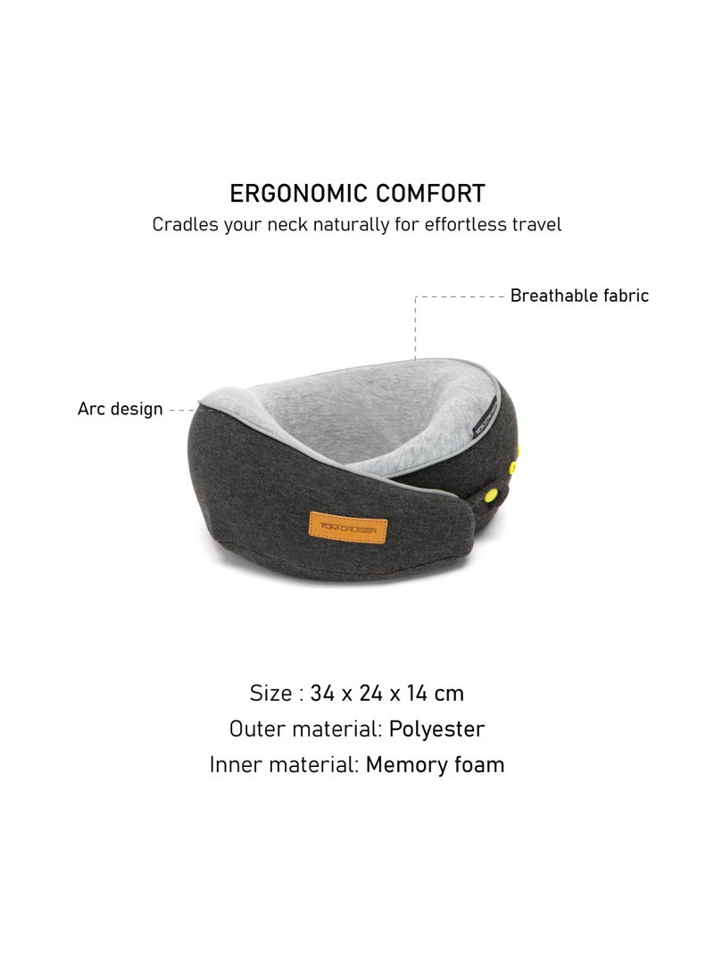 TOM CRUISER Roll-Up Memory Foam Travel Neck Pillow, Compact U-Shaped Cervical Support Pillow with Snap Closure, Breathable Knit Cover & Removable Washable Shell, Dark Grey - Image 5