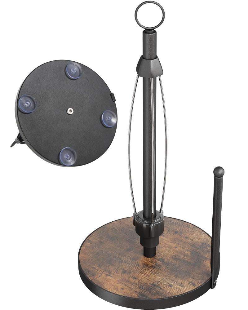 OROPY One-Hand Tear Paper Towel Holder Countertop, Farmhouse Wood Paper Towel Roll Holder with Ratchet Mechanism and Suction Cups fits Standard and Jumbo Size Paper Towels - Image 1