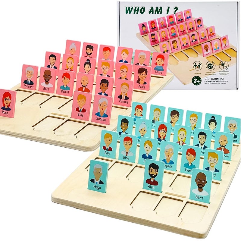 Linkyloop Guess Game Board Games Who Am I Wooden Board Game for Kids 3 4 5 6 7 8 Years Old Boys Girls Kids Operation for Family Night Memory Family Classic Board Games - Image 2
