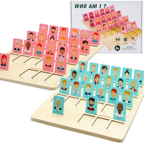 Linkyloop Guess Game Board Games Who Am I Wooden Board Game for Kids 3 4 5 6 7 8 Years Old Boys Girls Kids Operation for Family Night Memory Family Classic Board Games - Image 1