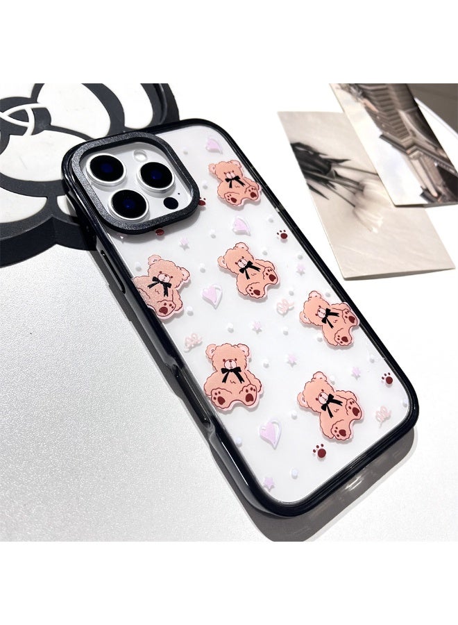 NIBEMINENT Acrylic Teddy Bear Protective TPU Case Cover For iPhone 15 Clear - Image 3