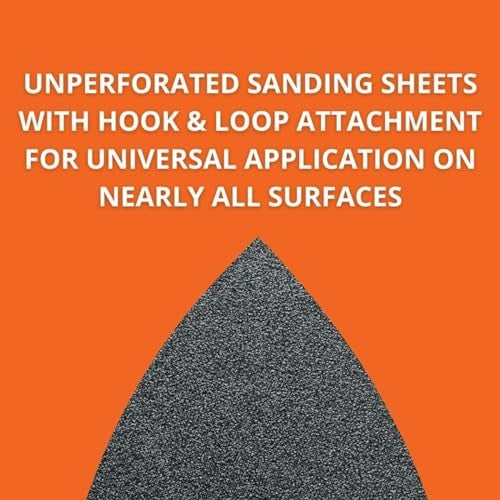 Fein Sanding Sheets with Hook & Loop Attachment - Aluminum Oxide, Full Resin Bond, Multi-Material Use, Unperforated, 120 Grit, 3-1/8" Edge Length, 50-Pack - 63717085017 - Image 5