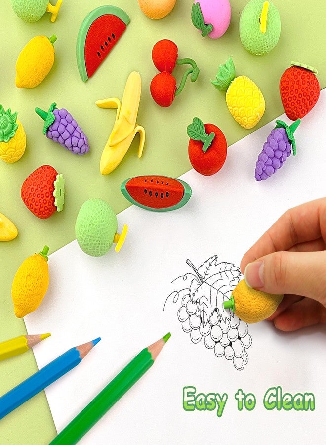 Satomoto 30 pcs Fruit Erasers for Kids Desk Pet Classroom Prizes,3D Take Apart Pencil Erasers Cute Puzzle Erasers for Kids Class Treasure Box,Game Rewards,Party Favors - Image 3