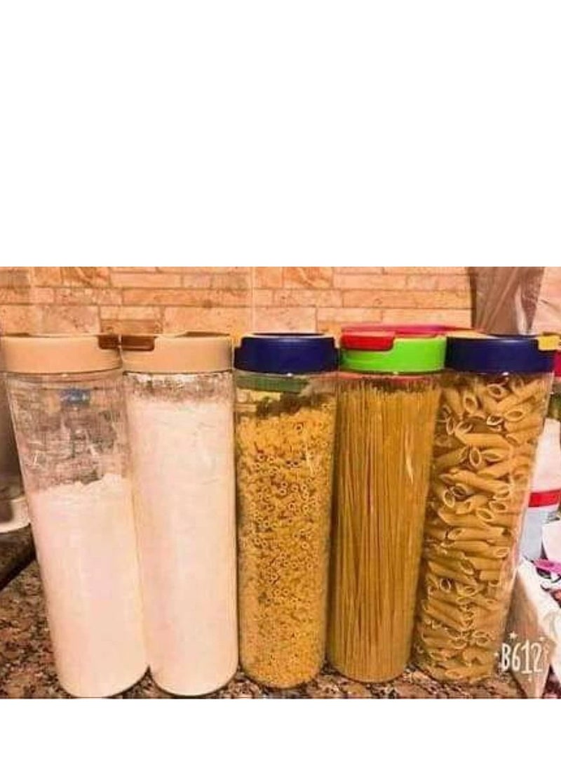 علبة تخزين حبوب حاويات تخزين للمطبخ مع غطاء للأطعمة الجافة والحبوب والدقيق , علبة حفظ وتخزين الطعام قطعة واحدة (متعدد اللوان)  - Image 2