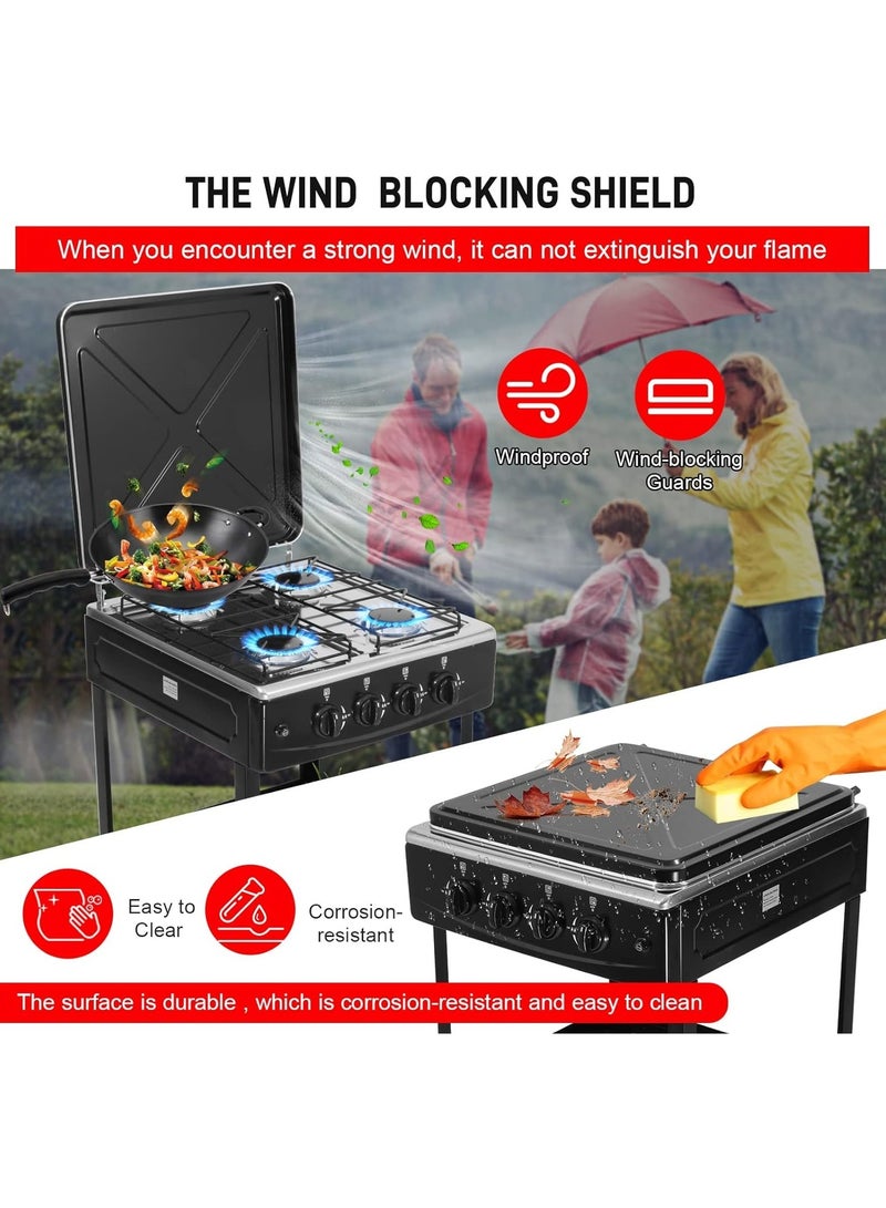 موقد طبخ غاز تجاري لا يدخن، مطبخ خارجي، موقد قائم بذاته، 4 شعلات غاز - Image 4