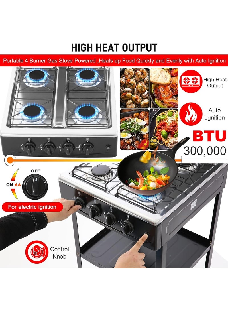 موقد طبخ غاز تجاري لا يدخن، مطبخ خارجي، موقد قائم بذاته، 4 شعلات غاز - Image 3