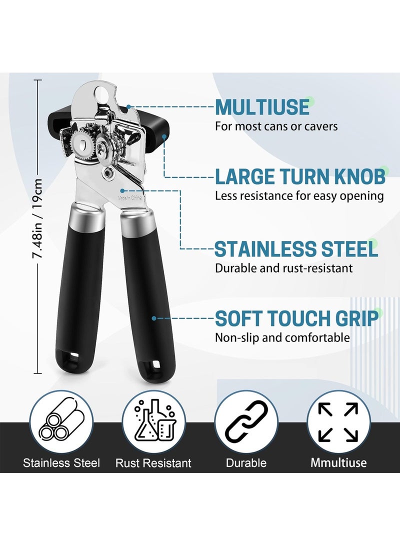 LOOPITYS Bottle opener manual bottle opener, bottle opener, black, smooth edge cutting after opening can, heavy-duty can opener, comfortable and soft handle, built-in bottle opener, suitable for opening various cans - Image 4