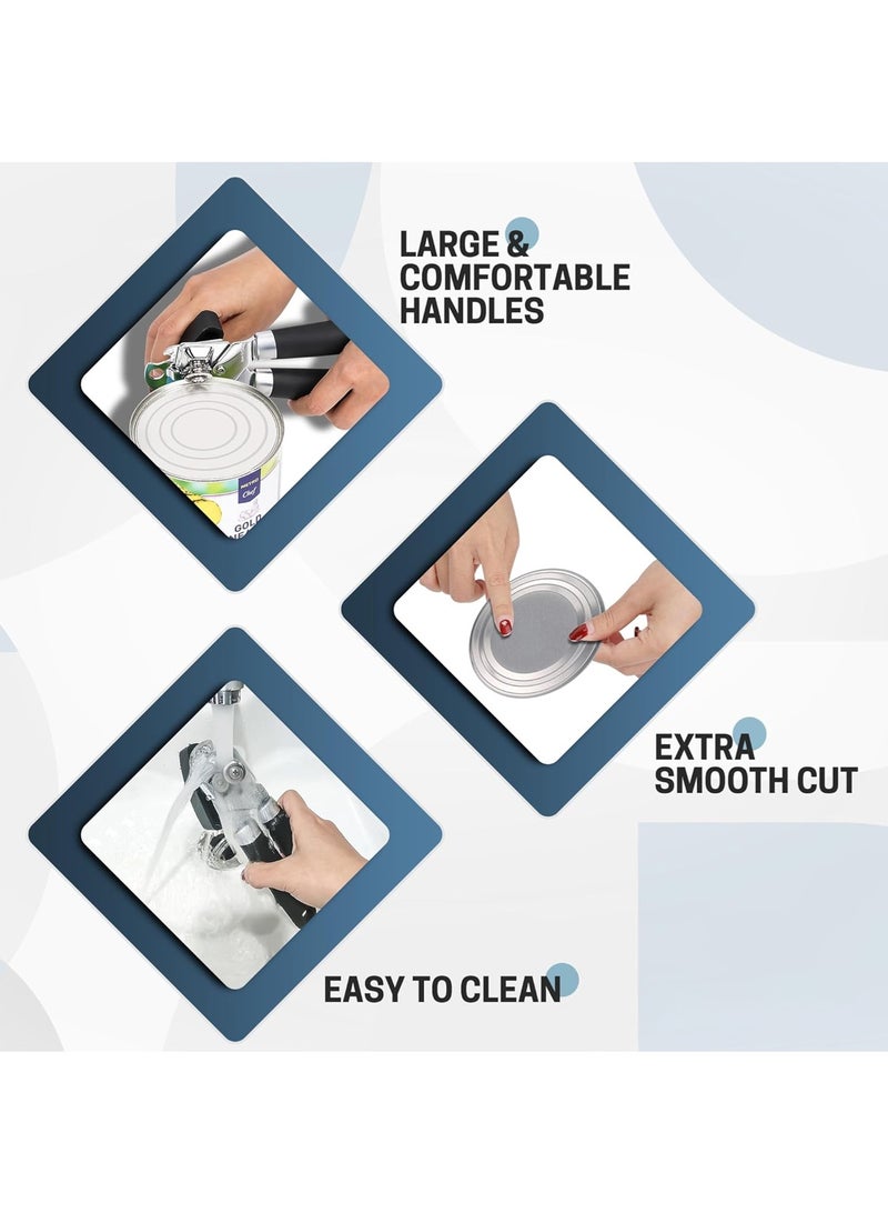 LOOPITYS Bottle opener manual bottle opener, bottle opener, black, smooth edge cutting after opening can, heavy-duty can opener, comfortable and soft handle, built-in bottle opener, suitable for opening various cans - Image 5