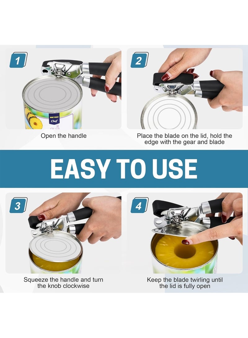 LOOPITYS Bottle opener manual bottle opener, bottle opener, black, smooth edge cutting after opening can, heavy-duty can opener, comfortable and soft handle, built-in bottle opener, suitable for opening various cans - Image 3