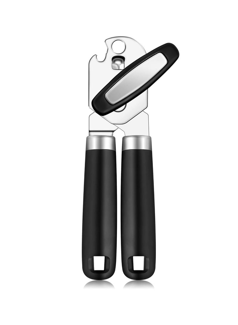 LOOPITYS Bottle opener manual bottle opener, bottle opener, black, smooth edge cutting after opening can, heavy-duty can opener, comfortable and soft handle, built-in bottle opener, suitable for opening various cans - Image 2