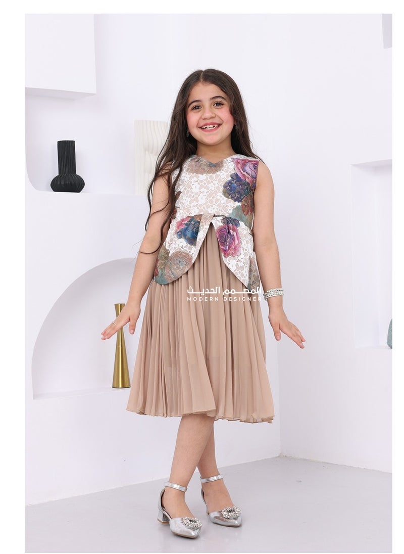 Denty - Luxury children's dress designed in an elegant and attractive style suitable for parties and special occasions. It features a unique design in the form of a jacket and skirt. - Image 1