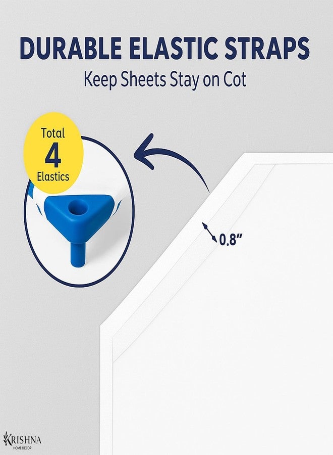 KRISHNA Daycare Cot Sheets for Toddler and Preschool with Corner Elastic Loops, Soft & Comfortable Brushed Microfiber Crib Sheet Kids Naptime, 22" x 40", Pack of 6, White - Image 3