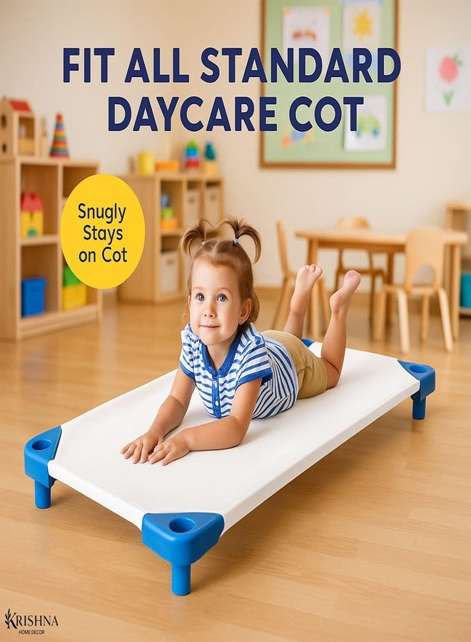 KRISHNA Daycare Cot Sheets for Toddler and Preschool with Corner Elastic Loops, Soft & Comfortable Brushed Microfiber Crib Sheet Kids Naptime, 22" x 40", Pack of 6, White - Image 5