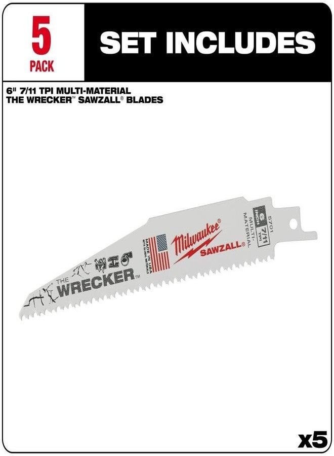 Milwaukee 6" L Bi-Metal Reciprocating Saw Blade, 5 pk., 48-00-5701 - Image 2