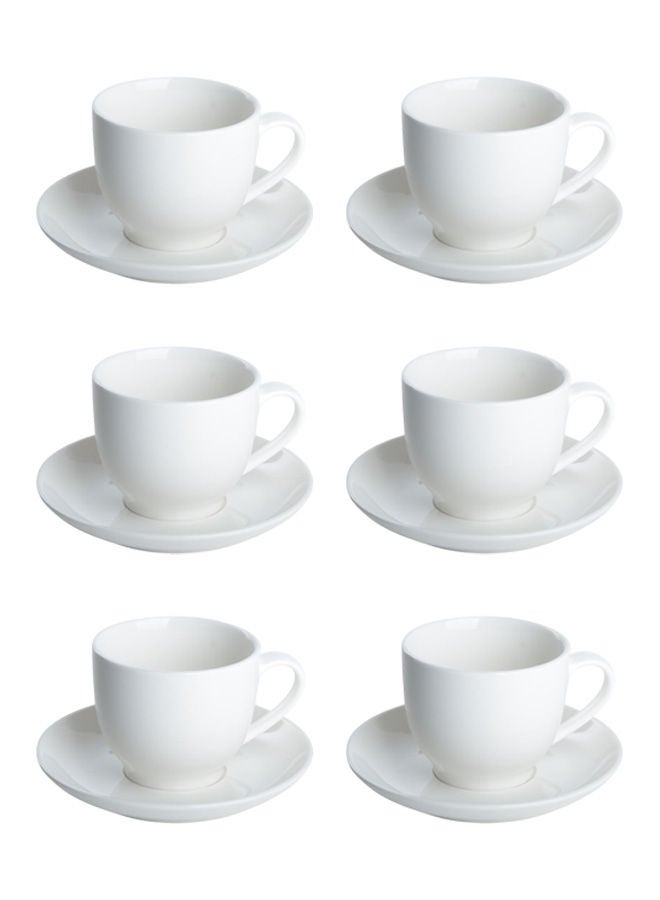 دوف طقم أكواب شاي مع صحون من البورسلين 12 قطعة سعة 175 مل أبيض يكفي لـ 6 أشخاص - Image 1