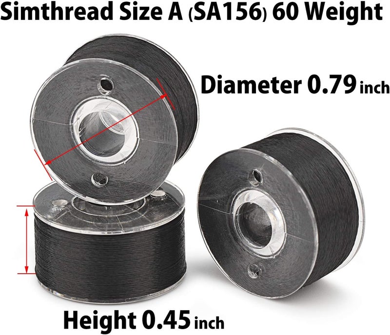 simthread 25pcs Black Prewound Bobbin Thread Size A Class 15 (SA156) 60WT with Clear Storage Plastic Case Box 70D/2 for Brother Embroidery Thread Sewing Thread Machine DIY - Image 3