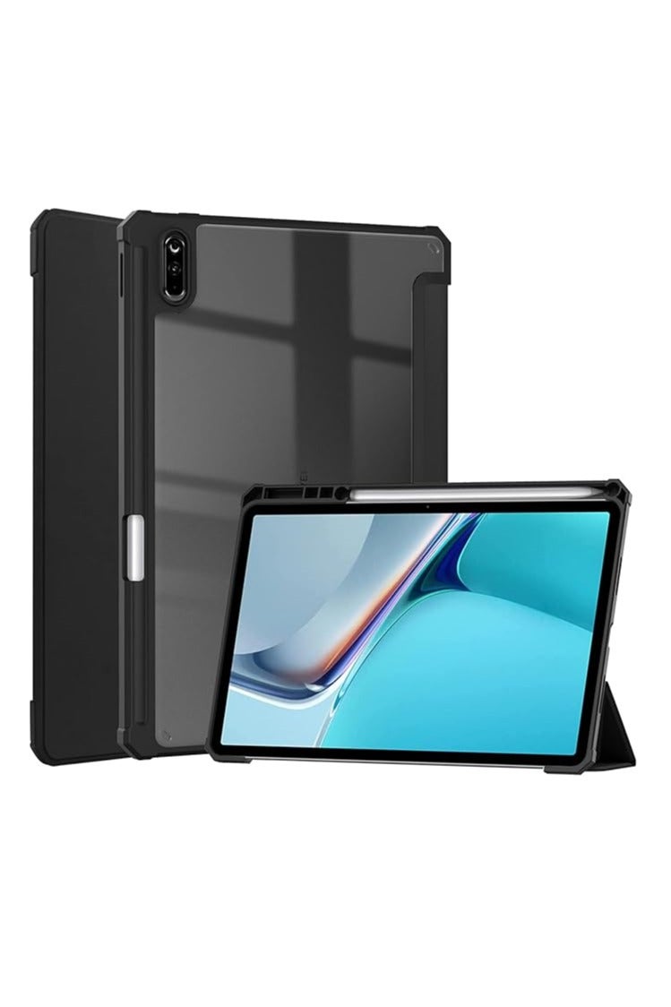 DWaybox Case for Huawei MatePad 11 2021 10.95 inch, Smart Slim Trifold Stand Auto Sleep/Wake Cover with Pencil Holder, Clear Transparent Back Shell for Huawei MatePad 11 Case -Black