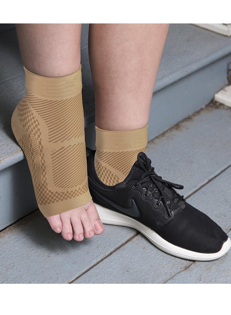 Generic 2Pcs Ankle Brace Compression Sleeve,Plantar Fasciitis Sock with Foot Arch Support Reduces Swelling Heel Spur Pain for Sports Ankle Brace Compression Sleeve(Beige,L) - Image 4