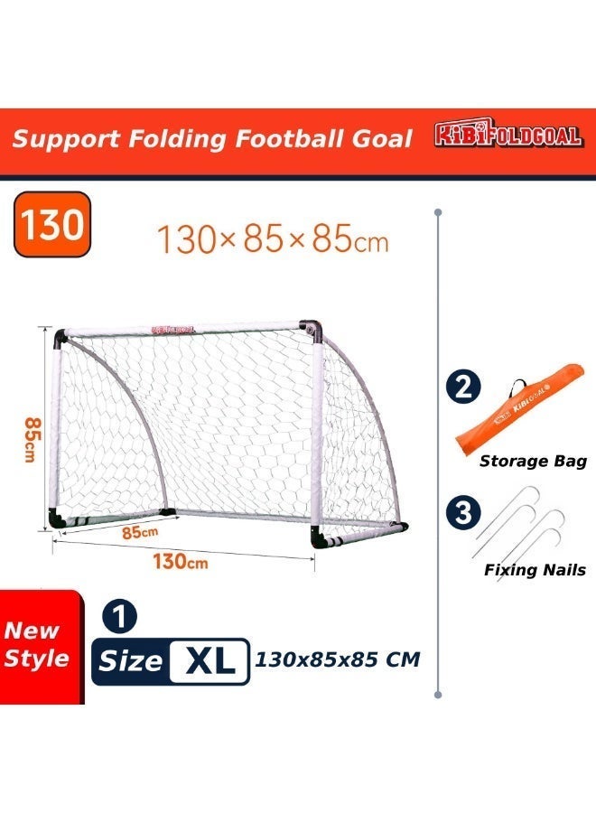 كيبي طقم مرمى كرة قدم محمول وقابل للطي بأعمدة داعمة وشبكة وحقيبة حمل، 130×85×85 سم - Image 2