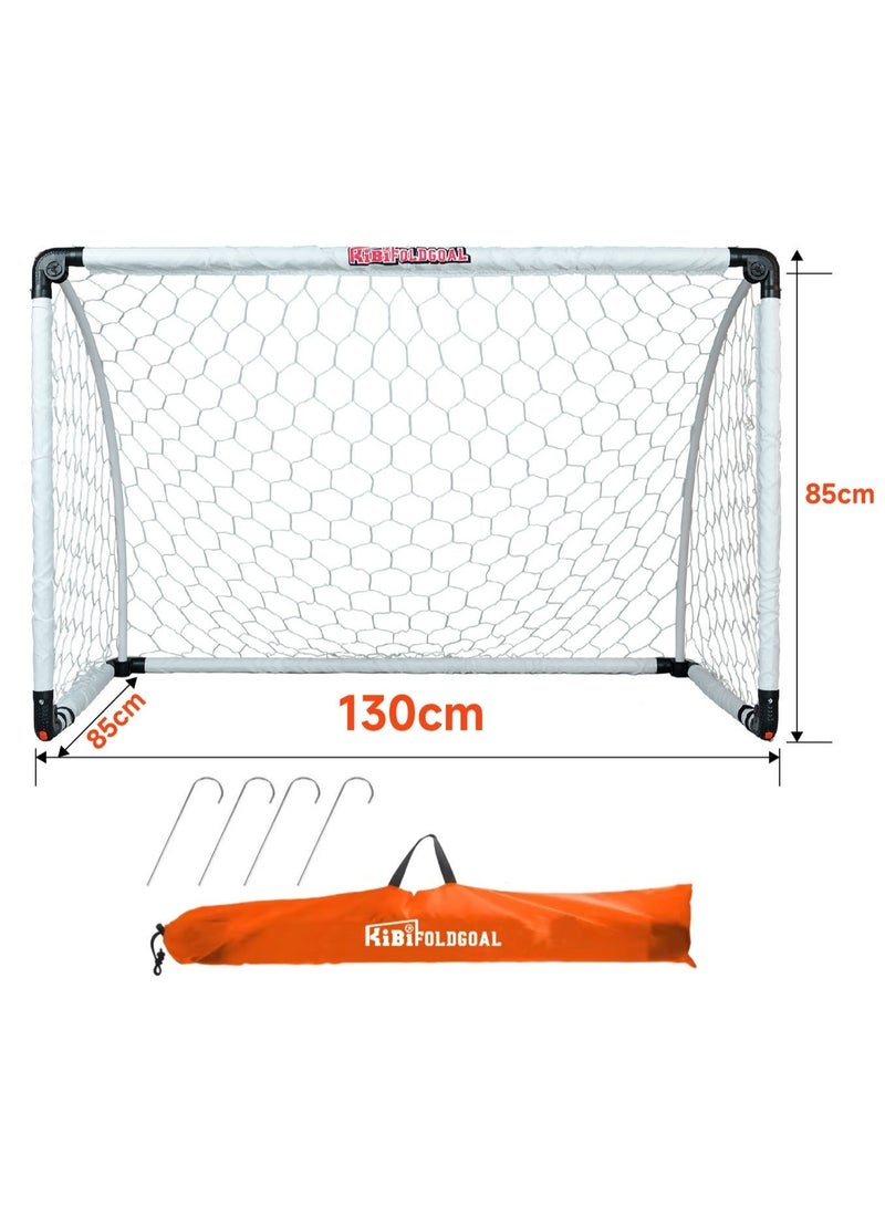 كيبي طقم مرمى كرة قدم محمول وقابل للطي بأعمدة داعمة وشبكة وحقيبة حمل، 130×85×85 سم - Image 1