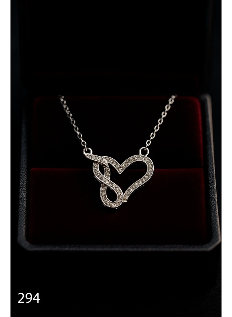 3Diamonds 3Diamonds Platinum-Plated Infinity Heart Necklace – Elegant Crystal Pendant for Women - Image 1