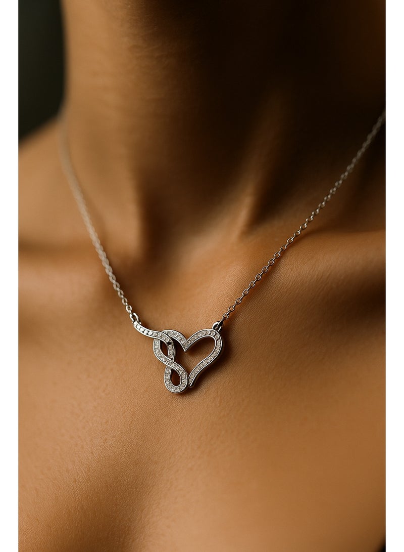 3Diamonds 3Diamonds Platinum-Plated Infinity Heart Necklace – Elegant Crystal Pendant for Women - Image 3