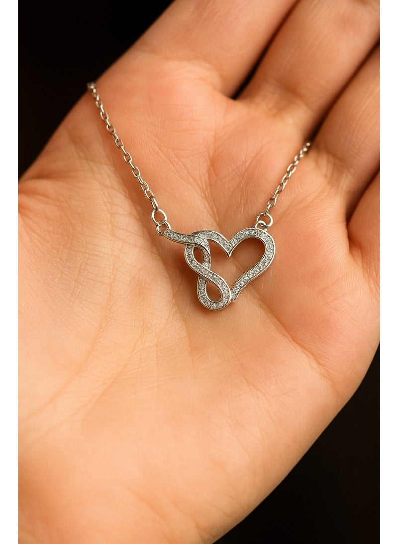 3Diamonds 3Diamonds Platinum-Plated Infinity Heart Necklace – Elegant Crystal Pendant for Women - Image 2
