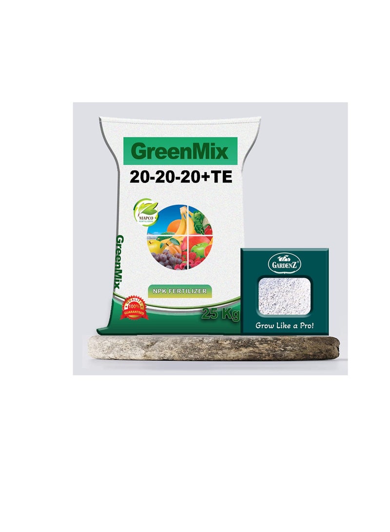 GARDENZ Popular NPK Fertilizer 20-20-20+TE, MADE IN EMIRATES - 25 KG + Gardenz Perlite 15L  - Image 1