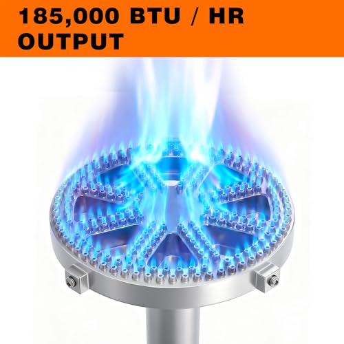 Veralune High-Pressure Cast-Iron Propane Burner Head Round Burner Head with 20 PSIG Adjustable Regulator, Hose & Brass Fittings for Turkey Fryer Burners, Outdoor Cooking, Camping - Image 3