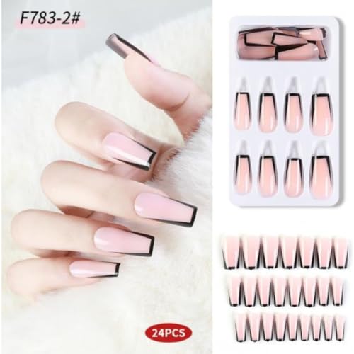 Coslifestore 72 Reusable Artificial Fake Nail Set| soft Square Shape Glossy| Matte Press On Nails| Lightweight & Long Lasting| Quick Fix For Festivals & Special Occasions (CHIC FRENCH) - Image 4