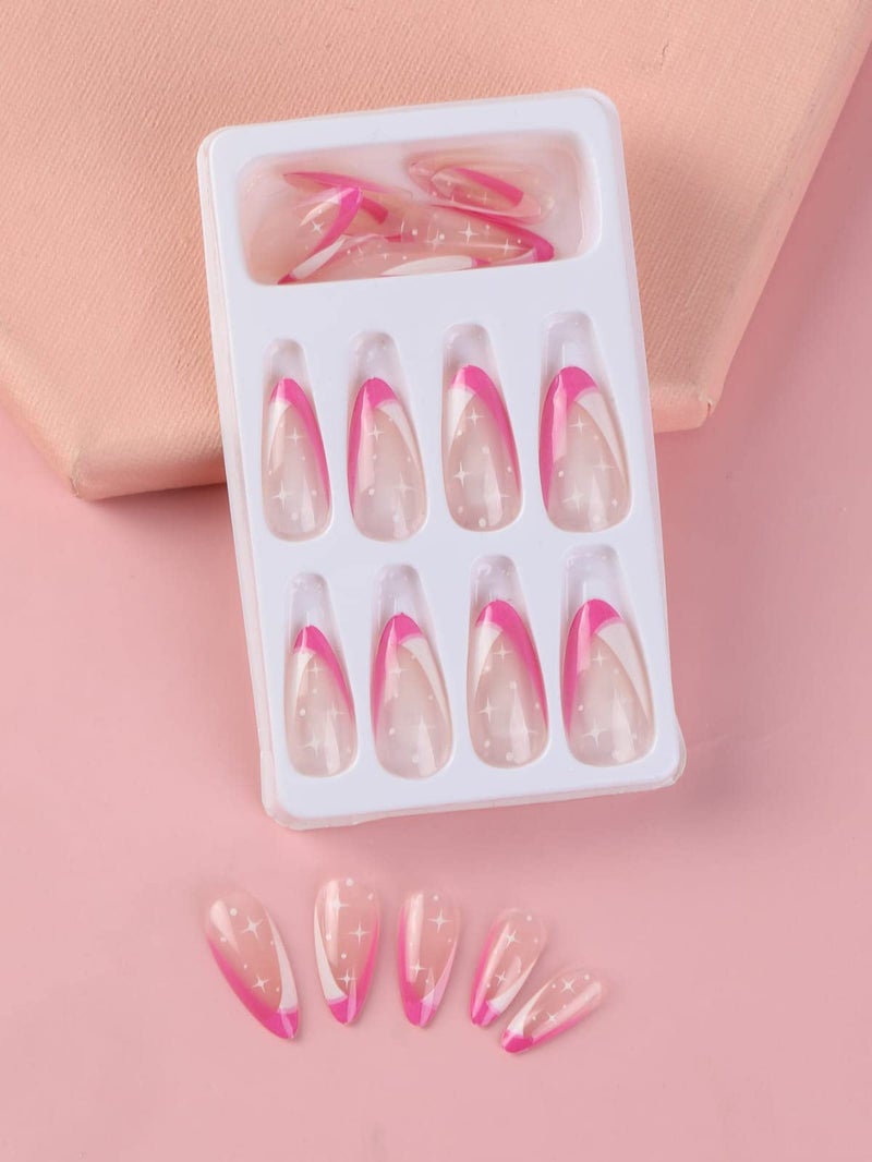 Coslifestore 72 Reusable Artificial Fake Nail Set| soft Square Shape Glossy| Matte Press On Nails| Lightweight & Long Lasting| Quick Fix For Festivals & Special Occasions (CHIC FRENCH) - Image 2