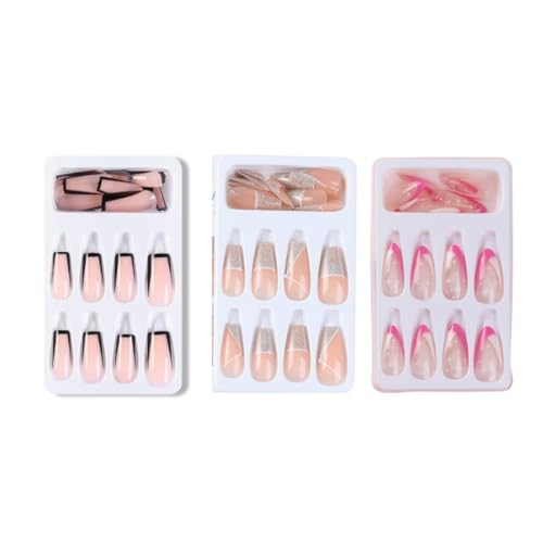 Coslifestore 72 Reusable Artificial Fake Nail Set| soft Square Shape Glossy| Matte Press On Nails| Lightweight & Long Lasting| Quick Fix For Festivals & Special Occasions (CHIC FRENCH) - Image 1
