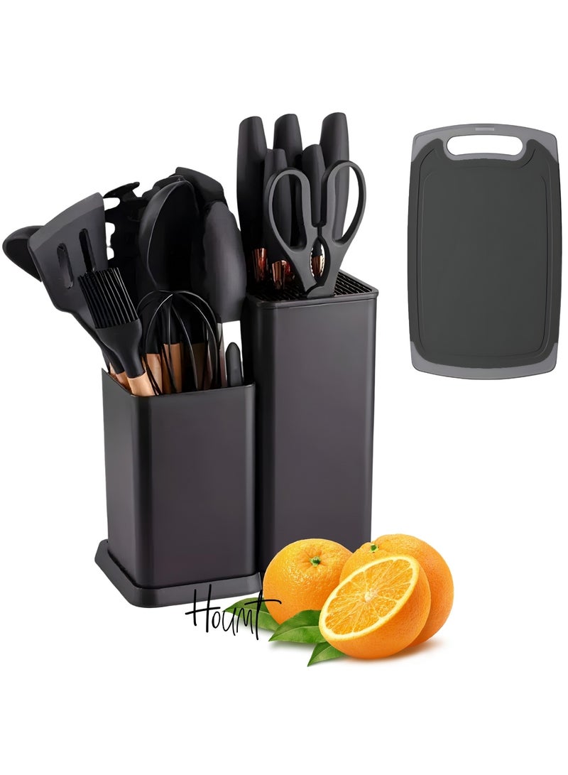 Houmt Silicone Cooking Utensil Set Silicone Kitchen Utensil Set-19 pcs Wooden Handles Utensils Tool for Nonstick Cookware Non Toxic Heat Resistant Kitchen Tools Set - Image 1