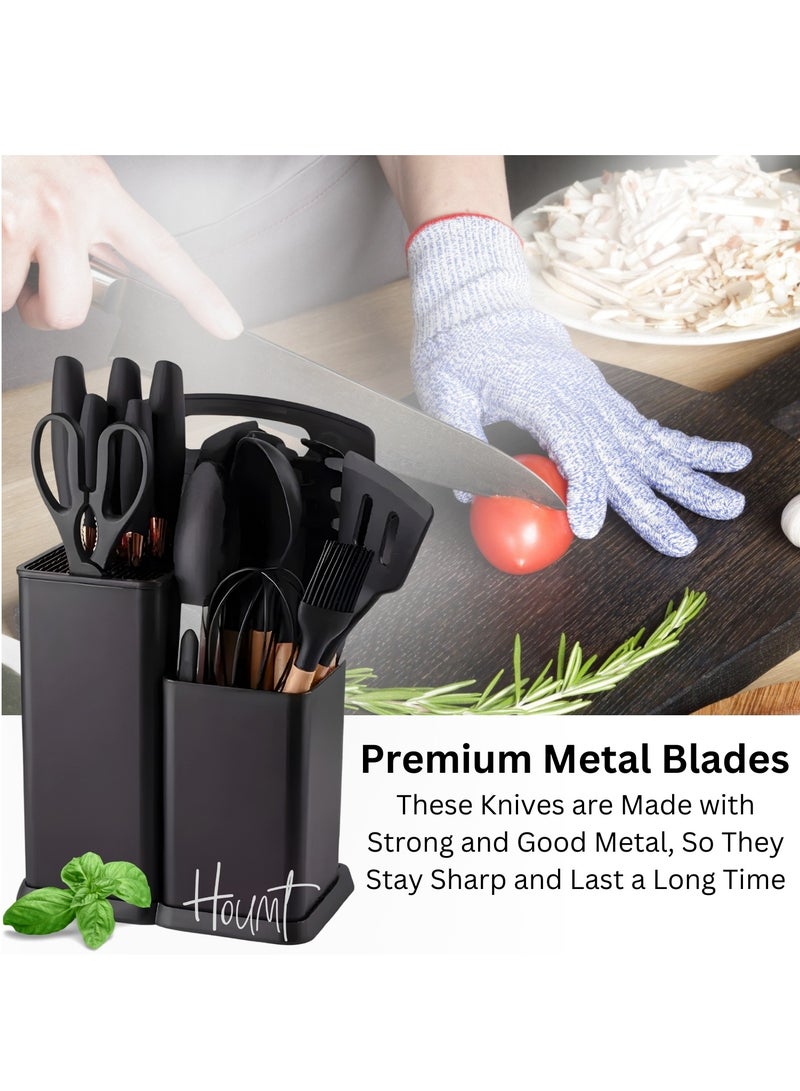 Houmt Silicone Cooking Utensil Set Silicone Kitchen Utensil Set-19 pcs Wooden Handles Utensils Tool for Nonstick Cookware Non Toxic Heat Resistant Kitchen Tools Set - Image 5