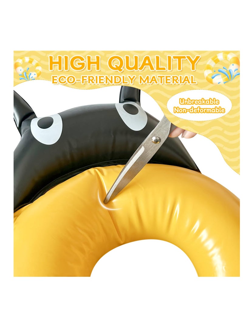 Excefore سترة سباحة للأطفال، نفخ عائمة سترة بحوض السباحة مع مشبك أمان قابل للتعديل، سترة سباحة، سترة سباحة قابلة للنفخ، أذرع أمان للسباحة للأطفال من 30-70 رطل، أصفر - Image 4