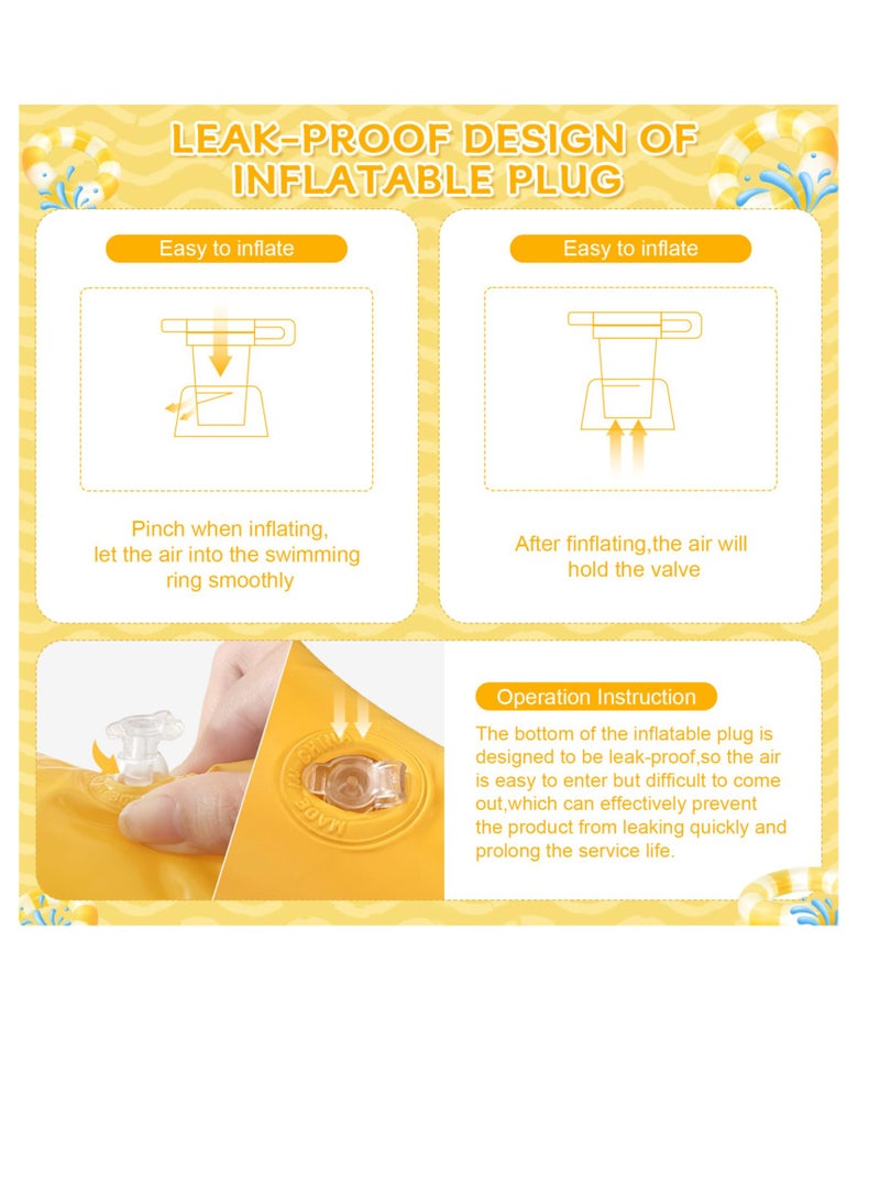 Excefore سترة سباحة للأطفال، نفخ عائمة سترة بحوض السباحة مع مشبك أمان قابل للتعديل، سترة سباحة، سترة سباحة قابلة للنفخ، أذرع أمان للسباحة للأطفال من 30-70 رطل، أصفر - Image 3