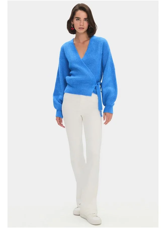 جون June Women Soft Texture V Neck Knitwear Cardigan Indigo