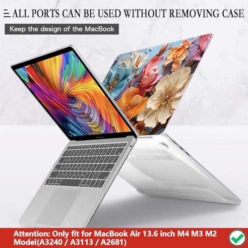 CISSOOK for MacBook Air 13 inch M2 M3 M4 M5 Case 2022 2023 2024 2025 2026 Release, Flower Hard Shell Cases with Keyboard Cover OTG Adapter for MacBook Air 13.6 inch A3449 A3240 M3113 A2681 - Image 5