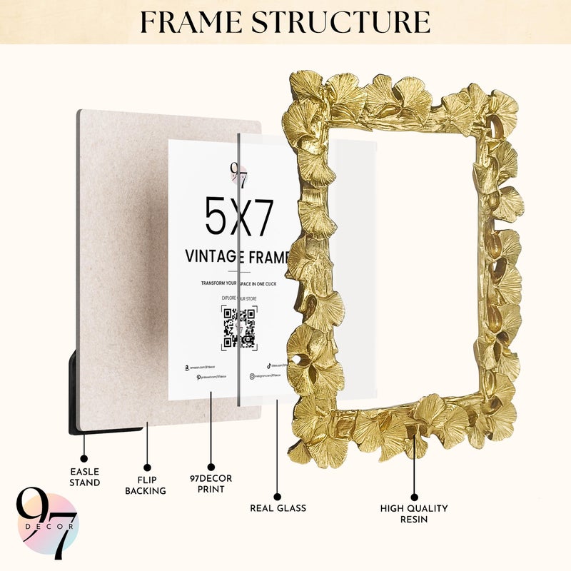 97 Decor Vintage Gold Picture Frames 5x7 - Fancy Gold Vintage Picture Frames 5x7  Cute Golden Ornate Frame 5 X 7  Decorative Antique Frame 5 By 7 For Tabletop And Wall Hanging  Antique Wall Decor - Image 3