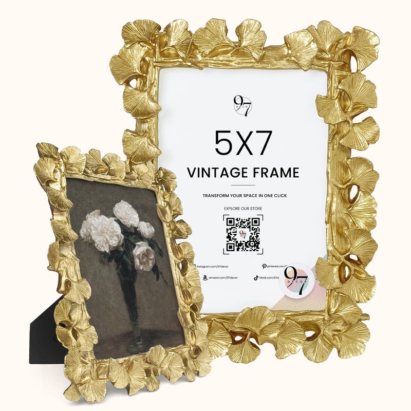 97 Decor Vintage Gold Picture Frames 5x7 - Fancy Gold Vintage Picture Frames 5x7  Cute Golden Ornate Frame 5 X 7  Decorative Antique Frame 5 By 7 For Tabletop And Wall Hanging  Antique Wall Decor - Image 1