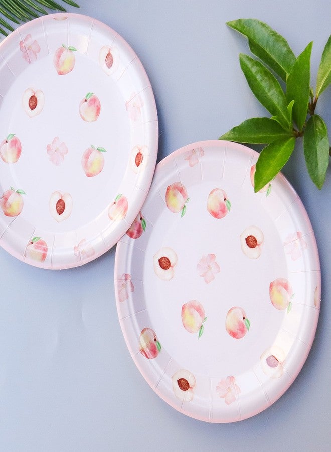 Pandecor 50 Pieces Peach Fruit Paper Dessert Plates,7 Inches Disposable Sweet as a Peach Cake Plates for Birthday Party and Baby Shower - Image 3