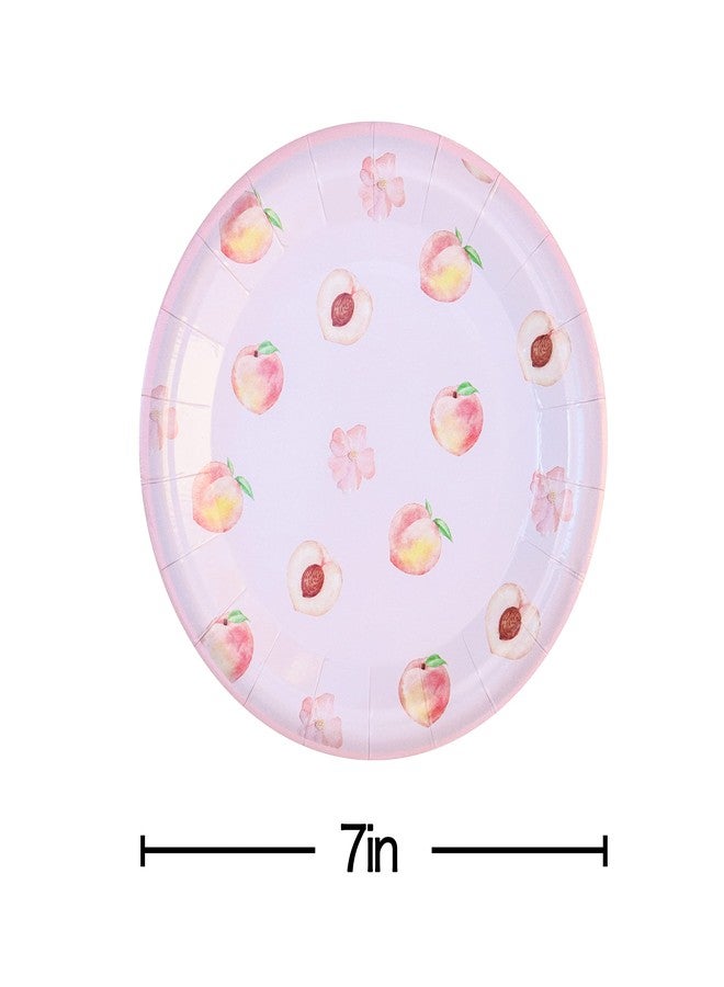 Pandecor 50 Pieces Peach Fruit Paper Dessert Plates,7 Inches Disposable Sweet as a Peach Cake Plates for Birthday Party and Baby Shower - Image 2