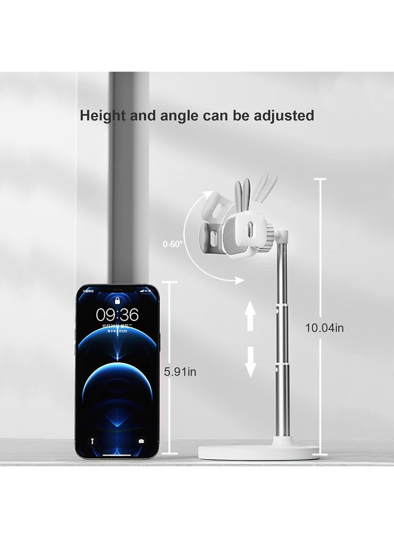 SOLARAE Cell Phone Stand, Bunny Phone Stand, Angle Height Adjustable Cell Phone Stand for Desk, Height Angle Adjustable Phone Holder, Compatible with iPhone, iPad, All Phones (White) - Image 3