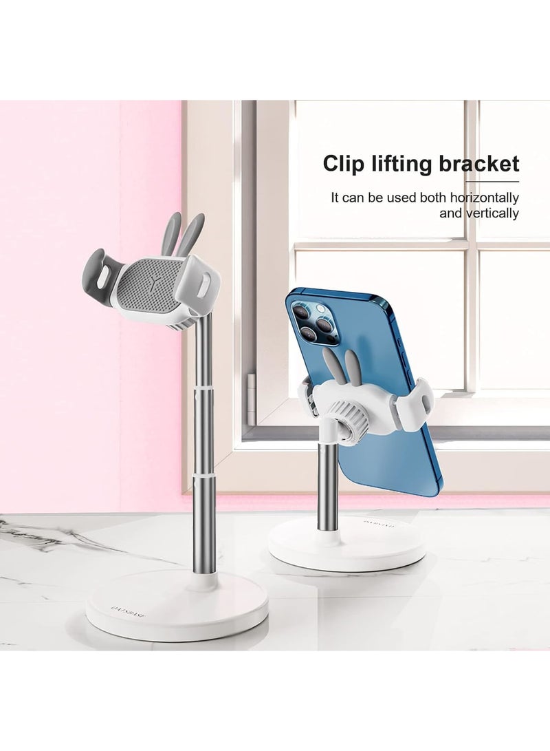 SOLARAE Cell Phone Stand, Bunny Phone Stand, Angle Height Adjustable Cell Phone Stand for Desk, Height Angle Adjustable Phone Holder, Compatible with iPhone, iPad, All Phones (White) - Image 5