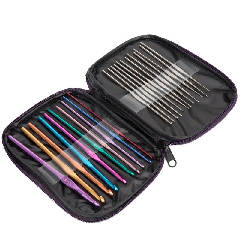 BetyBedy 22Pcs Crochet Hooks Set, BetyBedy Aluminum Handle Knitting Needles, Multicolor Crochet Needles for Yarn Craft, 0.6~6.5mm - Image 2