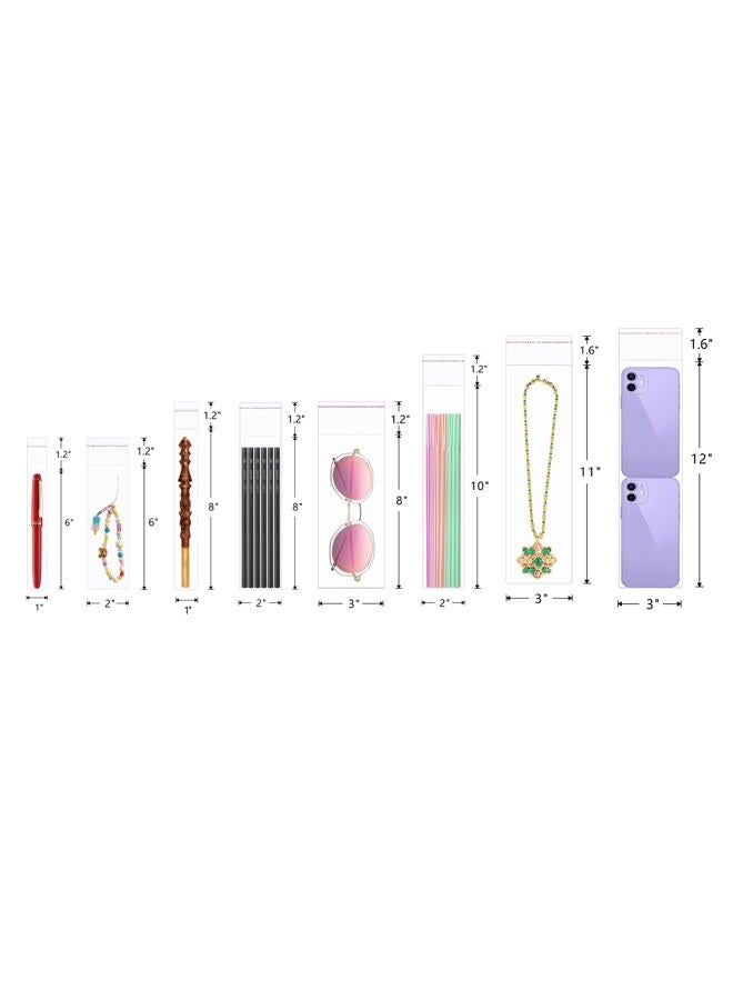 KnR Harmony أكياس سيلوفان طويلة 300 قطعة 1x8" رفيعة ذاتية اللصق أكياس سيلوفان شفافة قابلة لإعادة الإغلاق OPP بولي أكياس 2 مل لفرشاة الأسنان قلم حلوى حرف هدايا تفضيلات ملعقة قهوة فرشاة شفاه - Image 5