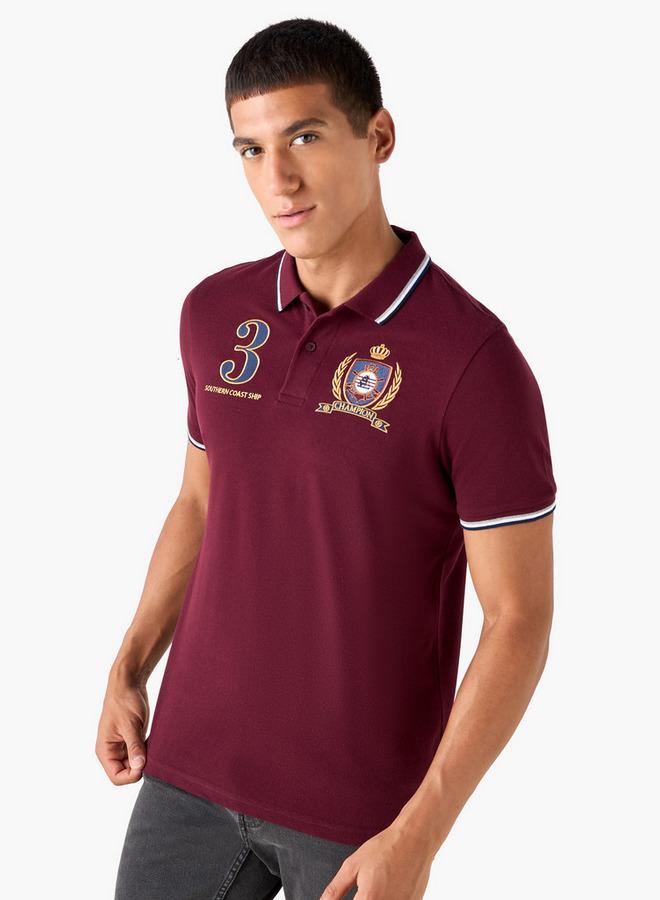 سبلاش فيڤ تيشيرت بولو مطرز بشعار - Image 1