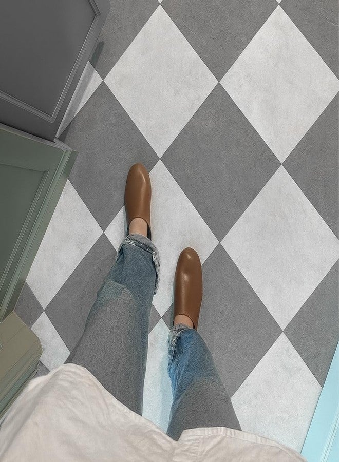 auxua Peel and Stick Floor Tile, Grey Checked Pattern Continuous Vinyl Roll Flooring - 15.7'' x 19.68 ft Roll Covers 25.83 sq. ft, Effortless Alignment, Seamless Look Design for Bathroom, Kitchen - Image 5